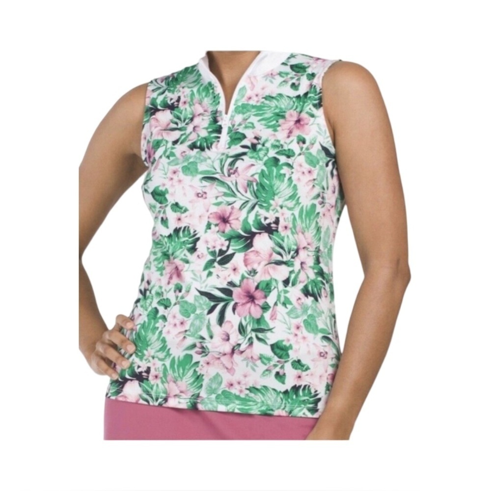 Tommy Bahama Golf Floral Sleeveless 1/4 Zip Top NWT Size S